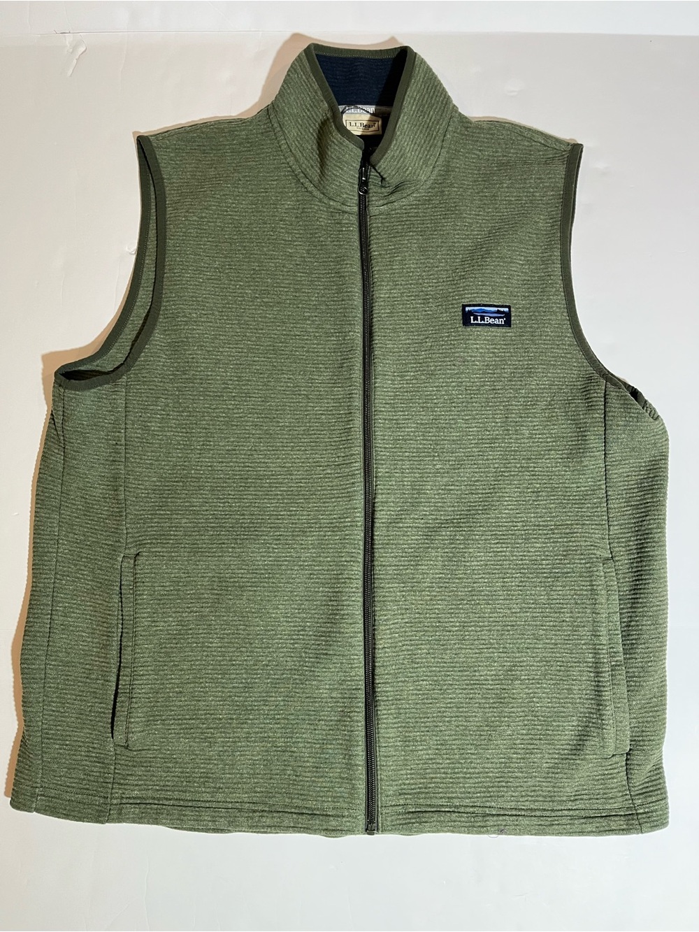 LL Bean Vest Mens Large Sage Green Lakewashed Double-Knit Casual Outdoor Pockets